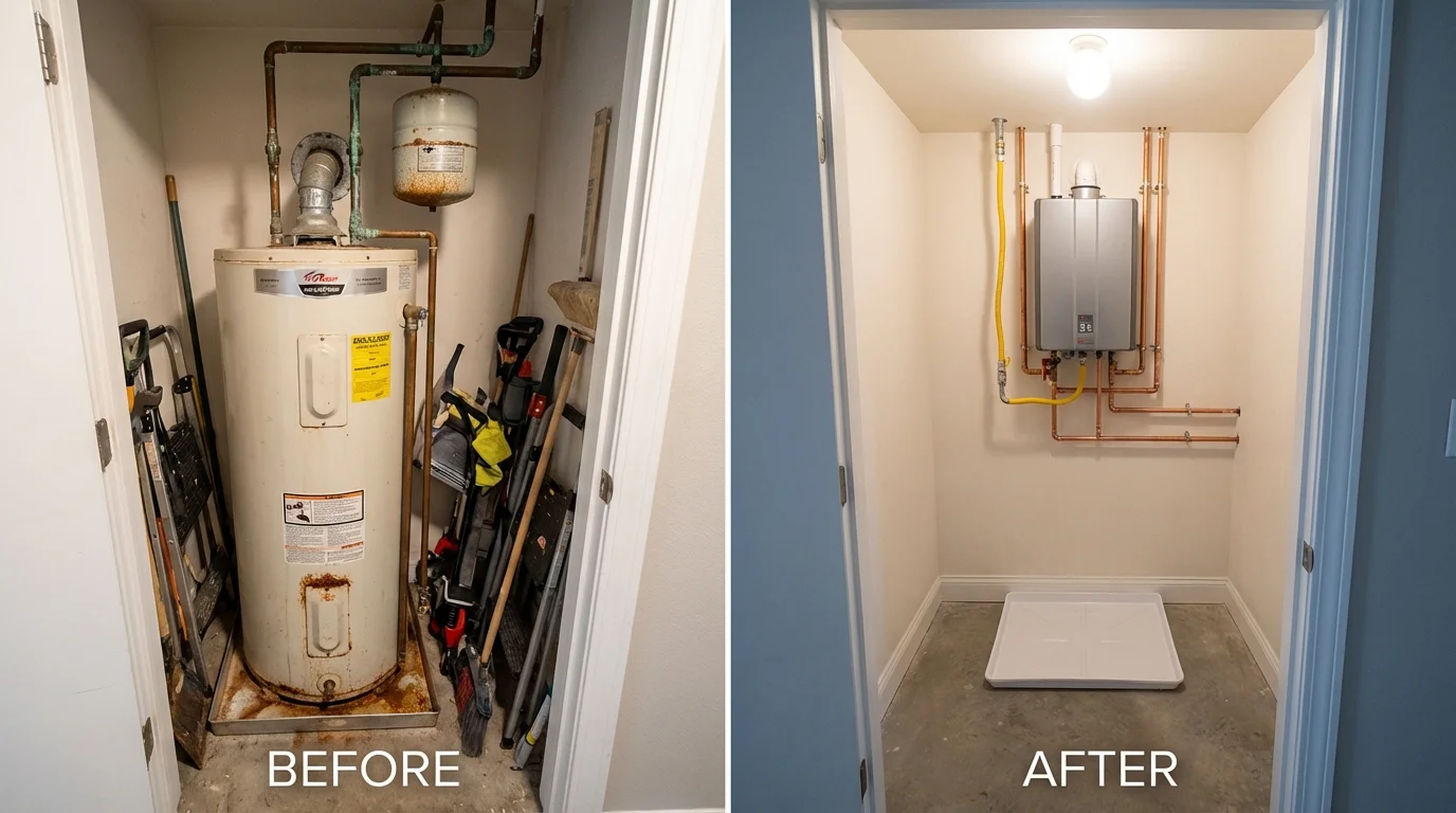 Tank water heater versus wall-mounted tankless unit comparison for Warrenton, NC homeowners